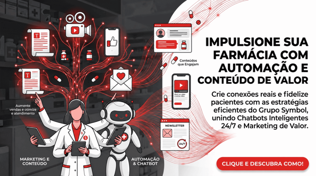Mapa da jornada do cliente ilustrando a integração entre o marketing para FARMÁCIA no Google e o atendimento via WhatsApp Business com chatbot de IA, focado em conversão, prestação de orientação farmacêutica ágil e métricas de ROI.